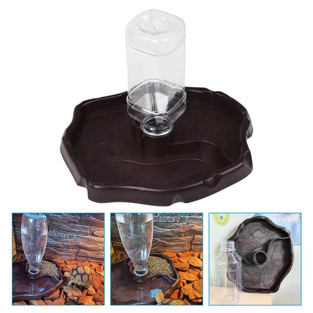 

1Set Reptile Water Feeder Automatic Dispenser Sturdy Pet Feed Bowl Natural Look Decorative Dish for Bearded Dragon Tank