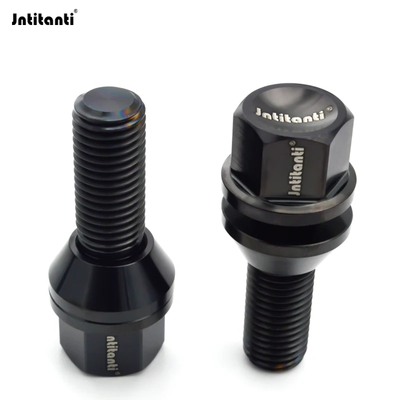 Jntitanti wheel Gr5 titanium bolt screw free cone washer M14x1.5x28/35/40/45/50/55/65mm for Maserati, Lamborghini,Volov ETC 10PS