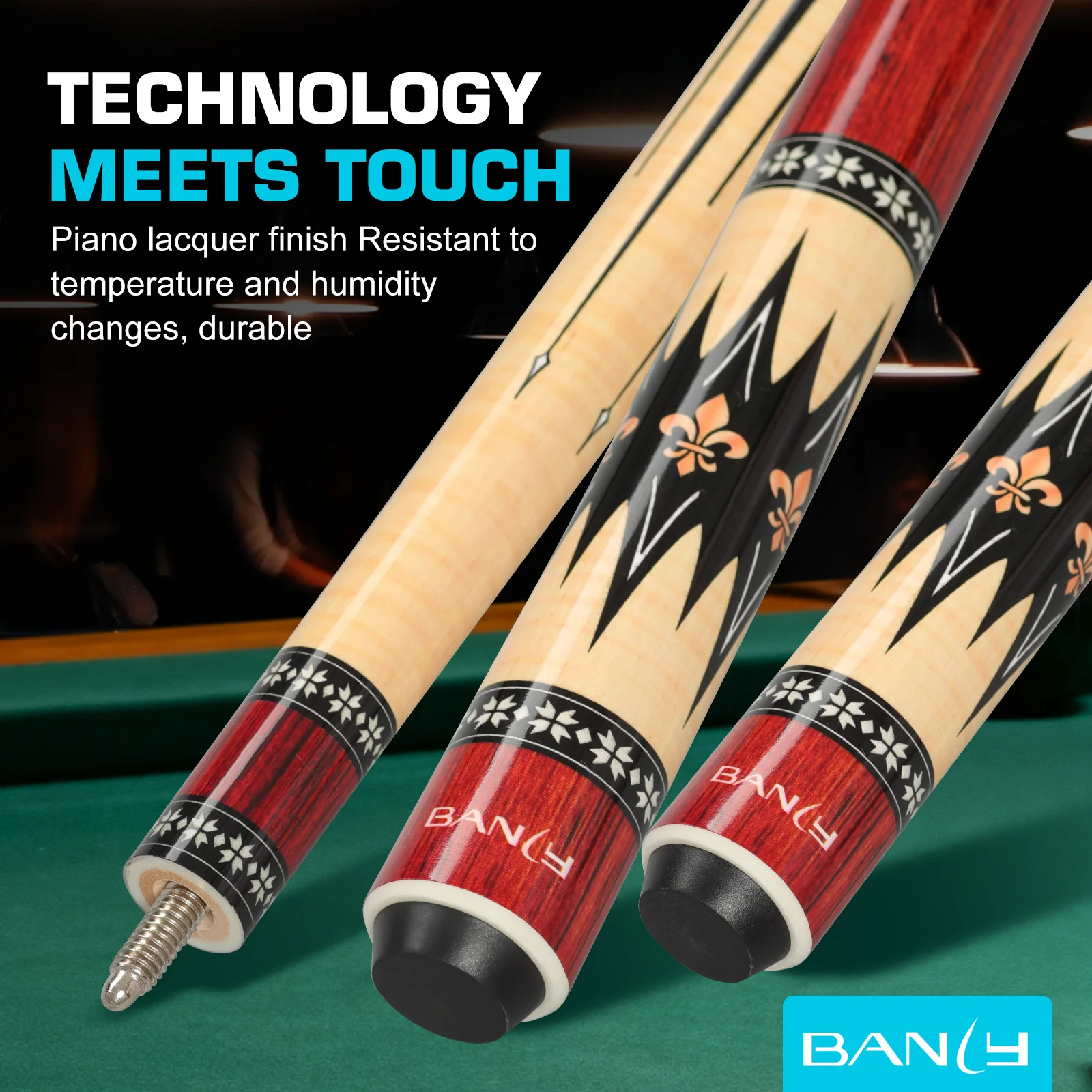 Banly Professional Maple Pool Cue Stick 58