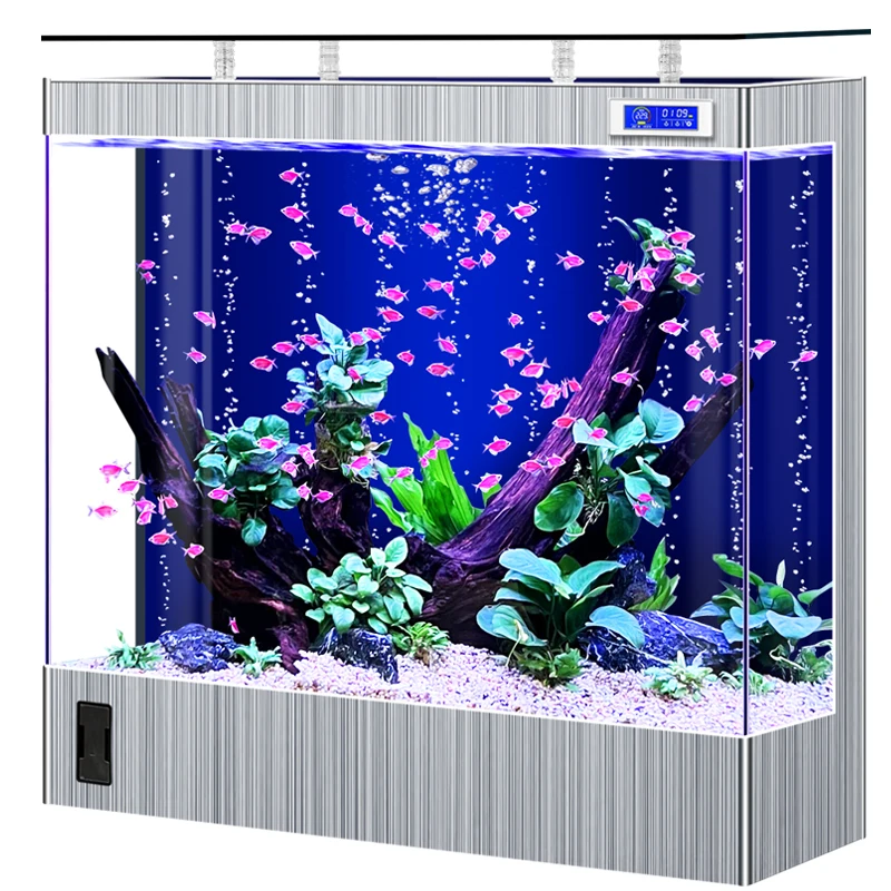 Fish tank living room ecological water-free ultra-white glass small & medium-sized household light luxury goldfish tank aquarium