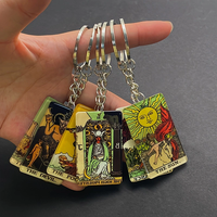 Acrylic Sun Moon Tarot Card Game Keychains For Friend New Creative Funny Devil Oracle Cards Pendent Bag Box Car Key Ring Jewelry