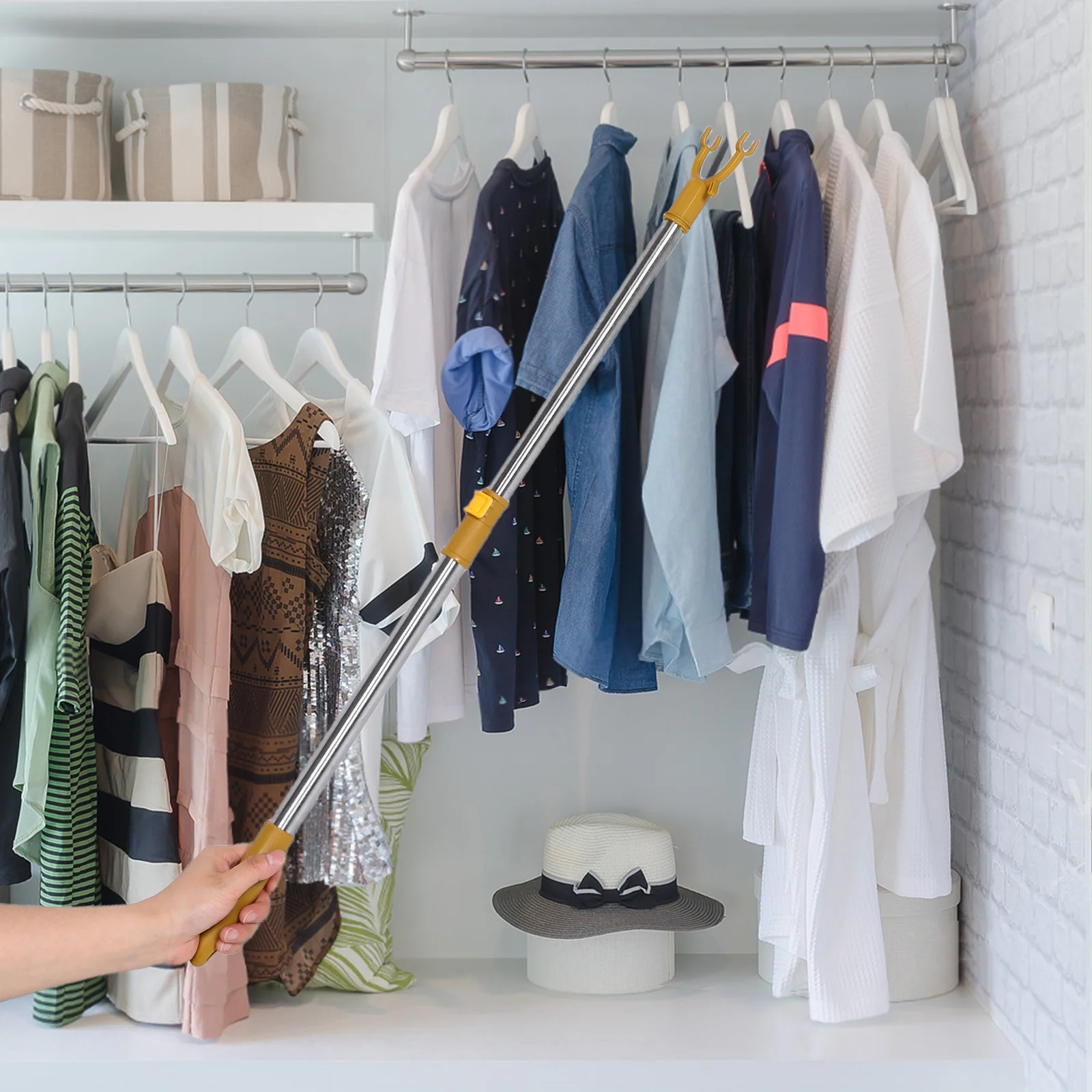 Stainless Steel Closet Rod Adjustable Length Compact Design for Efficient Space Utilization Ceiling-Mounted Closet Rod