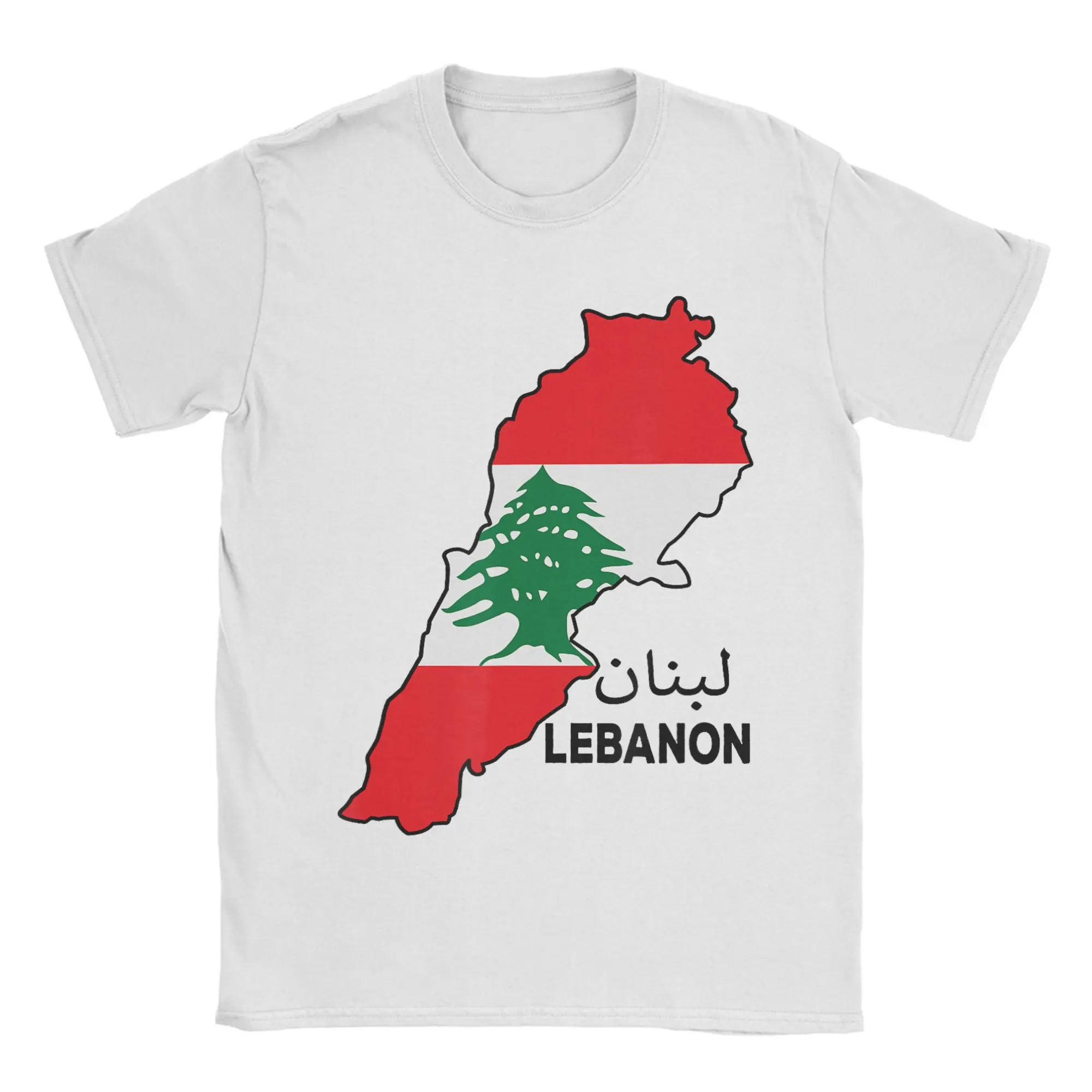 Lebanon Flag Map Beirut Cedar Tree Lebanese T Shirts Men Cotton Humorous T-Shirts Crew Neck  Tees Short Sleeve Clothing