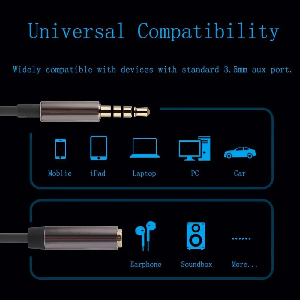 Wysokiej jakości przedłużacz gniazdo Audio Stereo 3.5mm męski do kobiece słuchawki przewód Aux 4-biegunowe akcesoria części kabli wideo