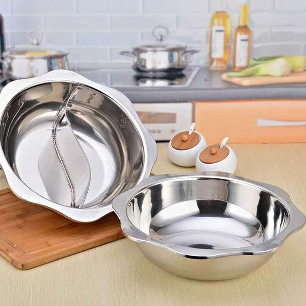 

Cookware Stainless Steel Duck Hotpot with Divider Electromagnetic Induction Cooker Silver