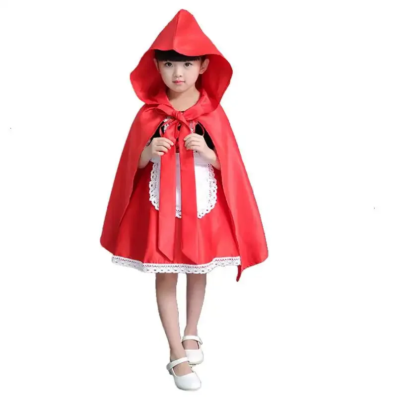 

2025 Little Red Riding Hood Cosplay costume for kids Halloween Carnival Fantasia girls Fancy Dress children party