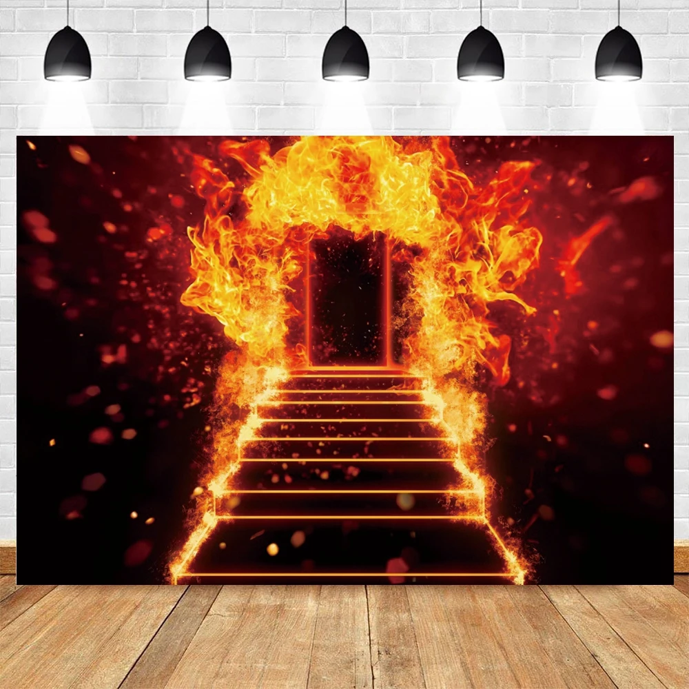 Burning Flame Photography Backdrop Winter Christmas Brick Fireplace Wood Fire Wallpaper Adults Baby Portrait Photo Background