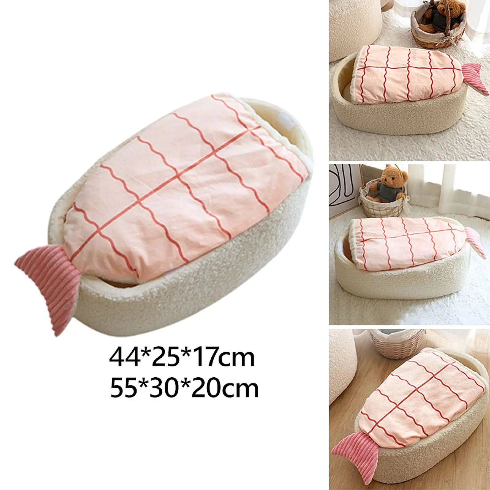 Sushi Shaped Cat Bed Cave Cartoon Soft Washable Kitten Bed Cat House for Puppy Small Cats and Breeds Indoor Cats Pet Supplies