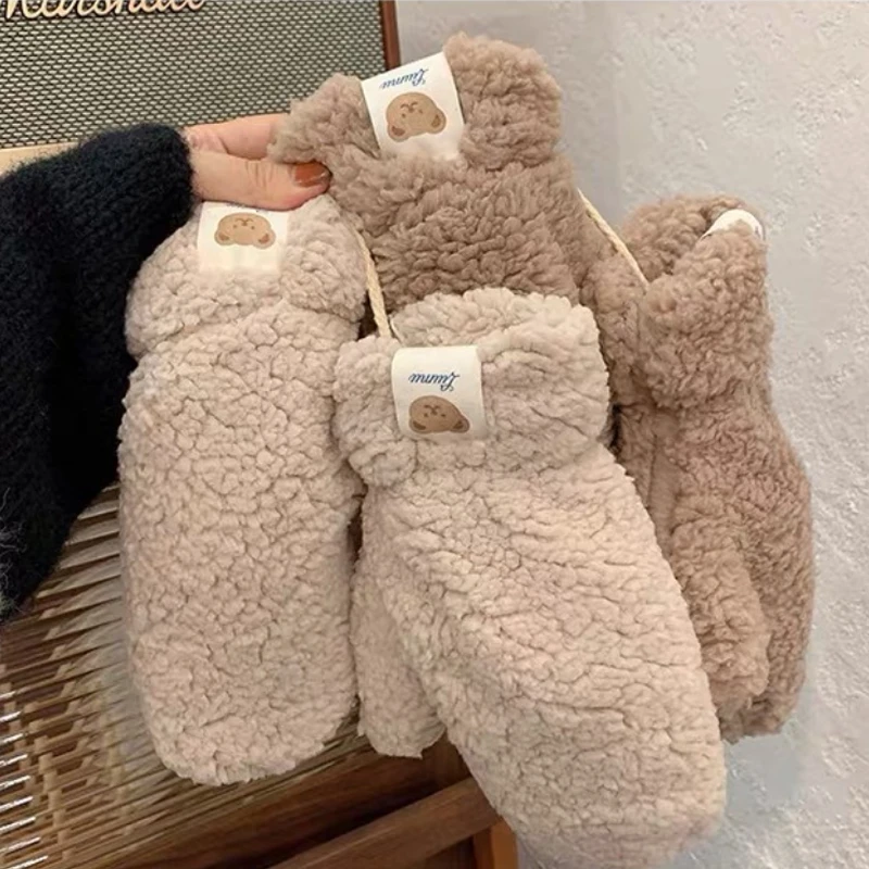 

Женские варежки в Корейском стиле Kawaii, милые, милые, в консервативном стиле, забавные, универсальные, утолщенные, забавные, плюшевые, теплые, ветрозащитные перчатки для девочки, подарок