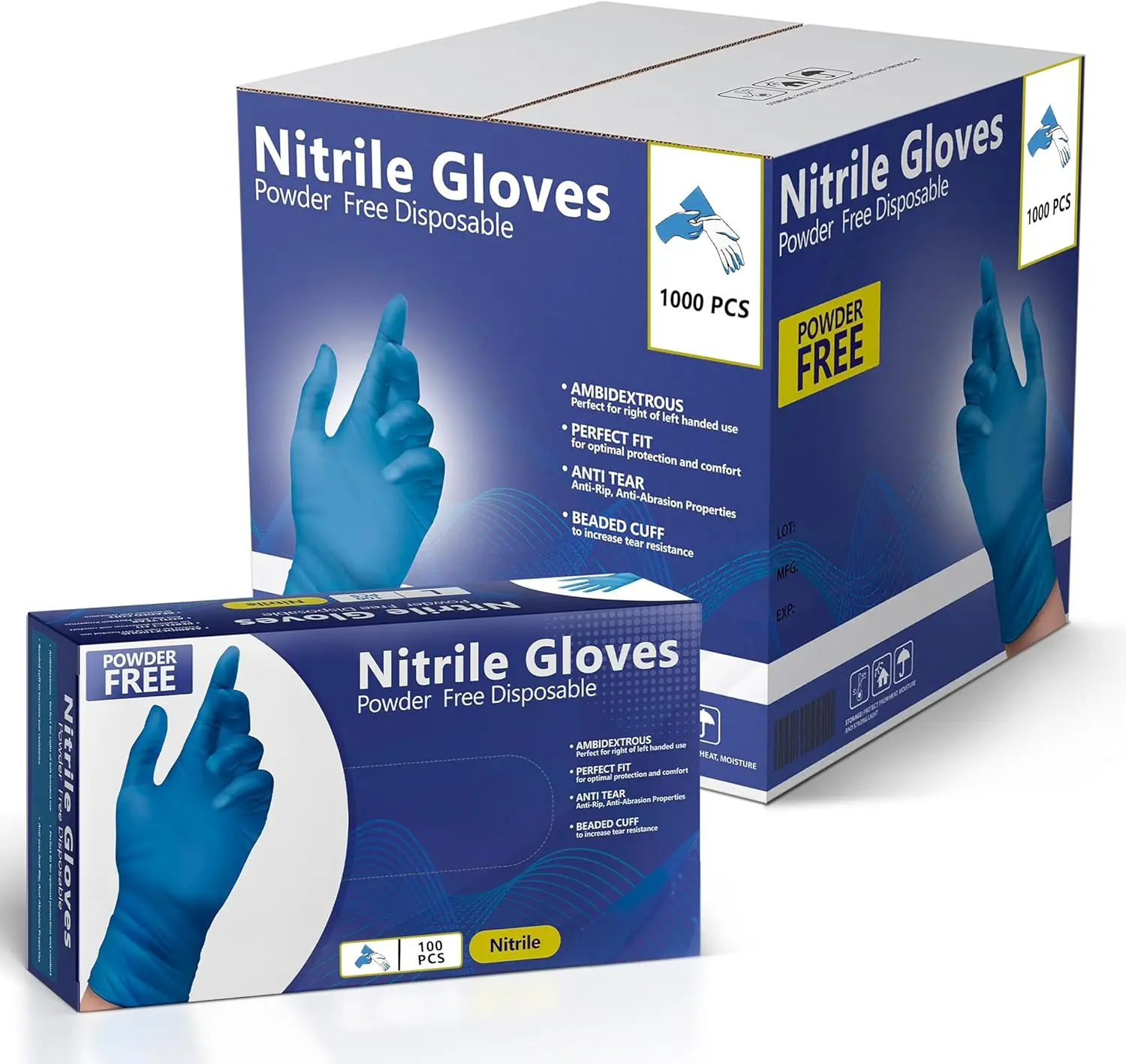 

Nitrile Gloves, Disposable Gloves, Comfortable, Powder Free, Latex Free | 100-1000 Gloves for Home and Work