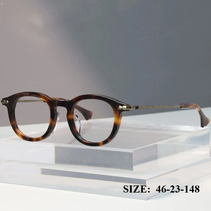 

New Women Circular Glasses Acetate+Titanium Eyeglass Frames Retro Men Full Frame Optical Myopia Reading Anti Blue Light Eyewear