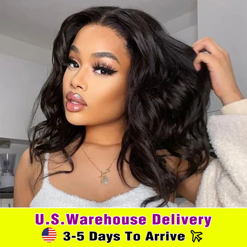 

210% Density Body Wave Bob Wigs Human Hair 13x4 Transparent Lace Frontal Wig For Women 6x5 Closure Wig Water Wave Short Bob Wig