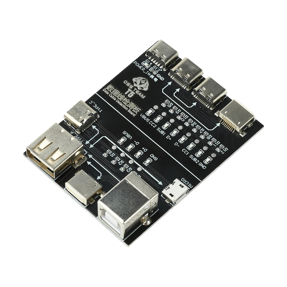 T5 USB Cable Tester Board Portable Multi-Function Interface Testing Module Rapid Anomaly Detector For Type-C Micro USB Cables