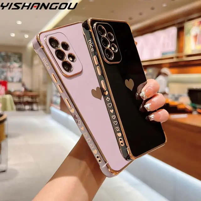 Luksusowe etui z powłoką galwaniczną do Samsung Galaxy A17 A57 A55 A54 5G S23 S24 FE S26 S25 S24 Ultra, silikonowe, miękkie etui z wzorem serca.