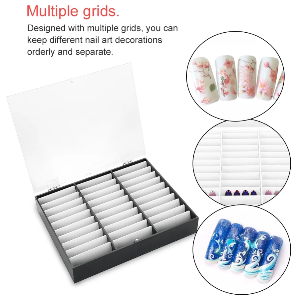 Empty Container Nail Art Storage Box Multiple Slots Decoration Container Fake Nail Display Case Press On Nails Box Store Display