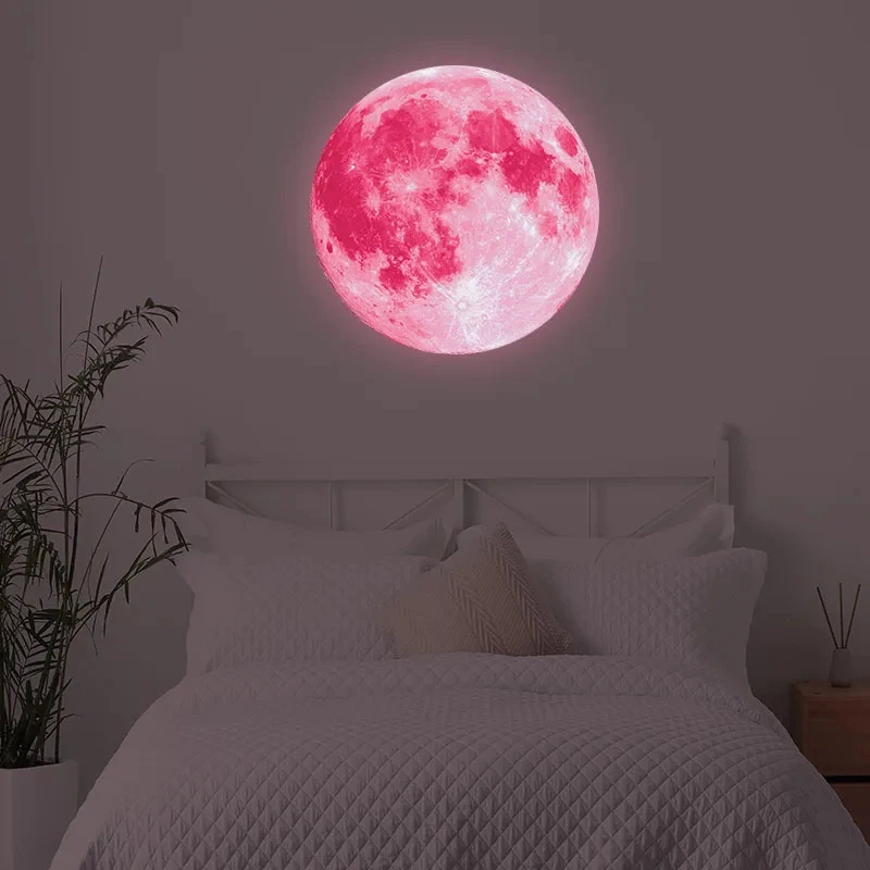 1/2/3/4Pcs Glow In The Dark Wallpaper Wall Sticker Moon Kids Room Aesthetic For DIY Nursery Bedroom