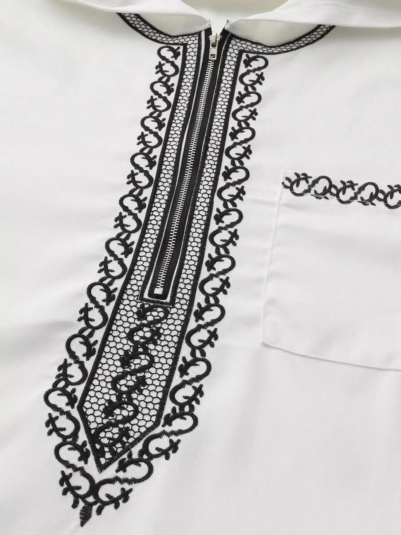 남성용 후드 가운 Abaya 사이드 포켓이 있는 고급스러운 자수 전통적인 이슬람 남성용 모로코 스타일 의류