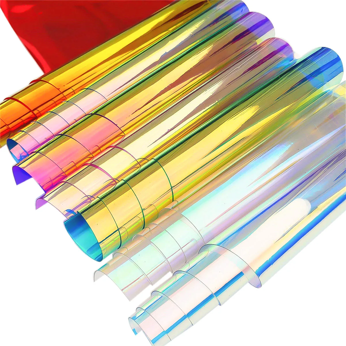 20*95cm Candy Schillernden Holographische Klar Transparent PVC Stoff Leder Laser Regenbogen Film Vinyl Handwerk Tropfen Kleber DIY Machen