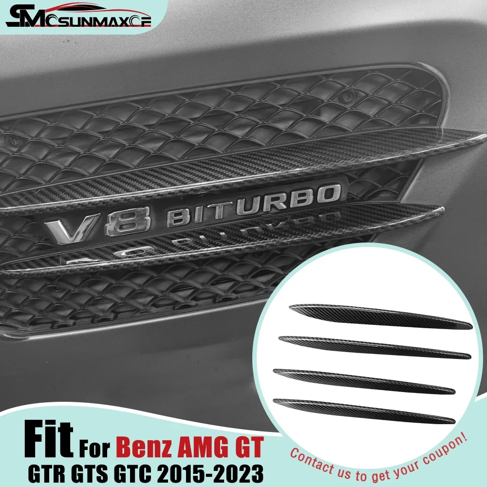 

Car Carbon Fiber Side Fender Air Vent Decoration Cover Trim for Mercedes Benz AMG GT GTS GTR GTC C190 R190 2015-2023