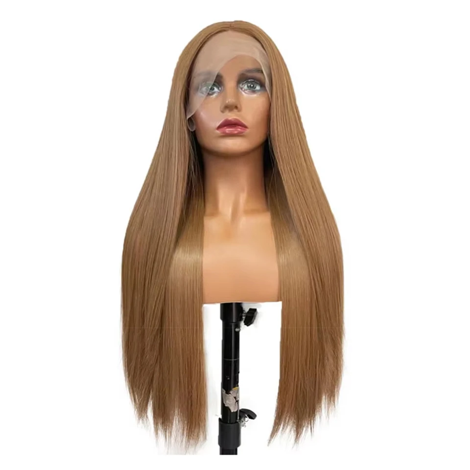 

Dark Brown Lace Front Synthetic Hair Wigs Pre Plucked Lace Wig For Women Middle T Part Lace Wig Glueless