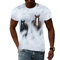 Horses Galloping Summer Fashion Casual Personality 3D Harajuku Print Men And Women Comfortable Round Neck Short-sleeved T-shirt