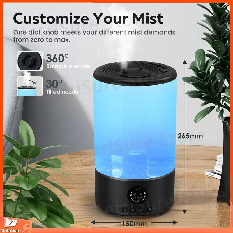 Upgraded Portable Ultrasonic Air Humidifier 3000ml Large Capacity Cold Mist Humidifier with Remote Control LED Display