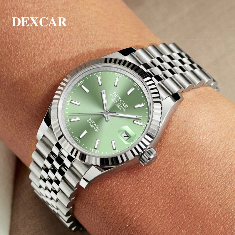 DEXCAR DJ41 Men\'s Watches Luxury Green Automatic Watch Men Stainless steel Mechanical Wrist Watch For Men Fashion Business Clock