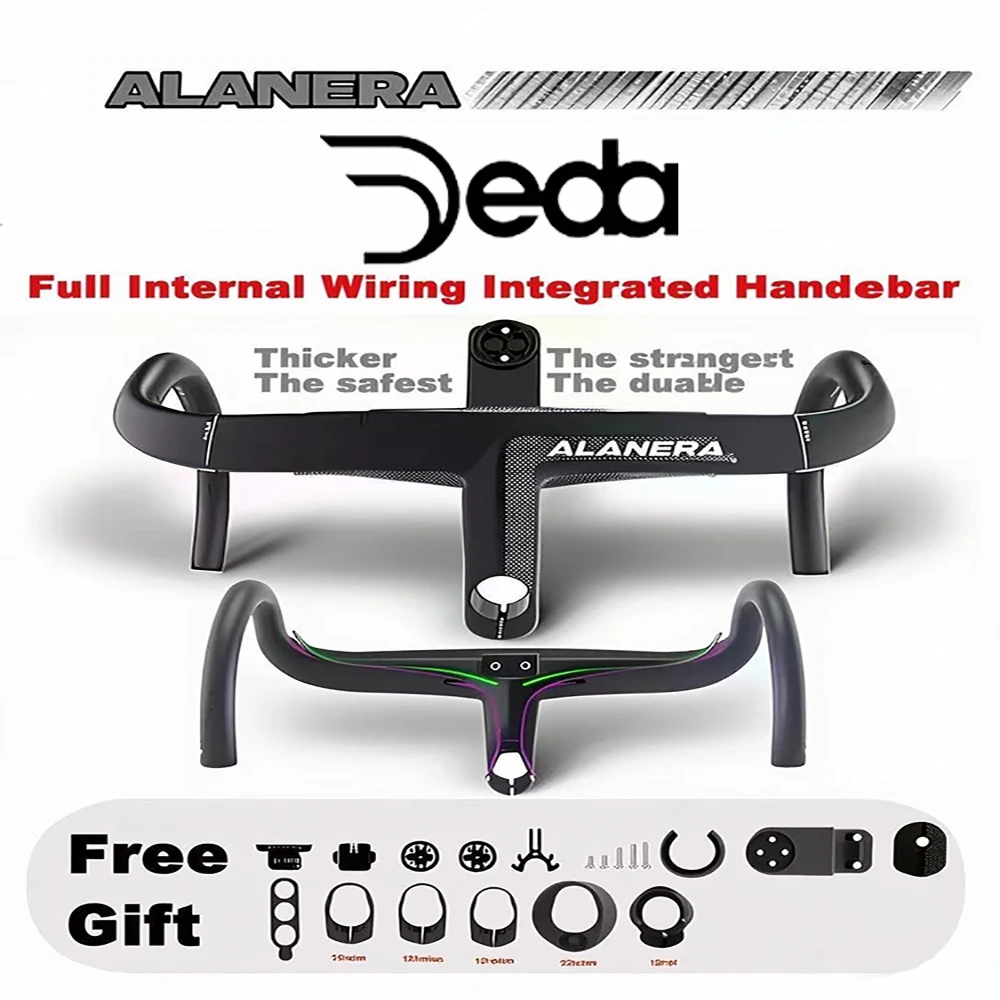 

DEDA ALANERA Carbon Road 380-440 мм Полная внутренняя проводка Встроенный руль 28,6 мм Карбоновый руль с держателем для велосипедного компьютера