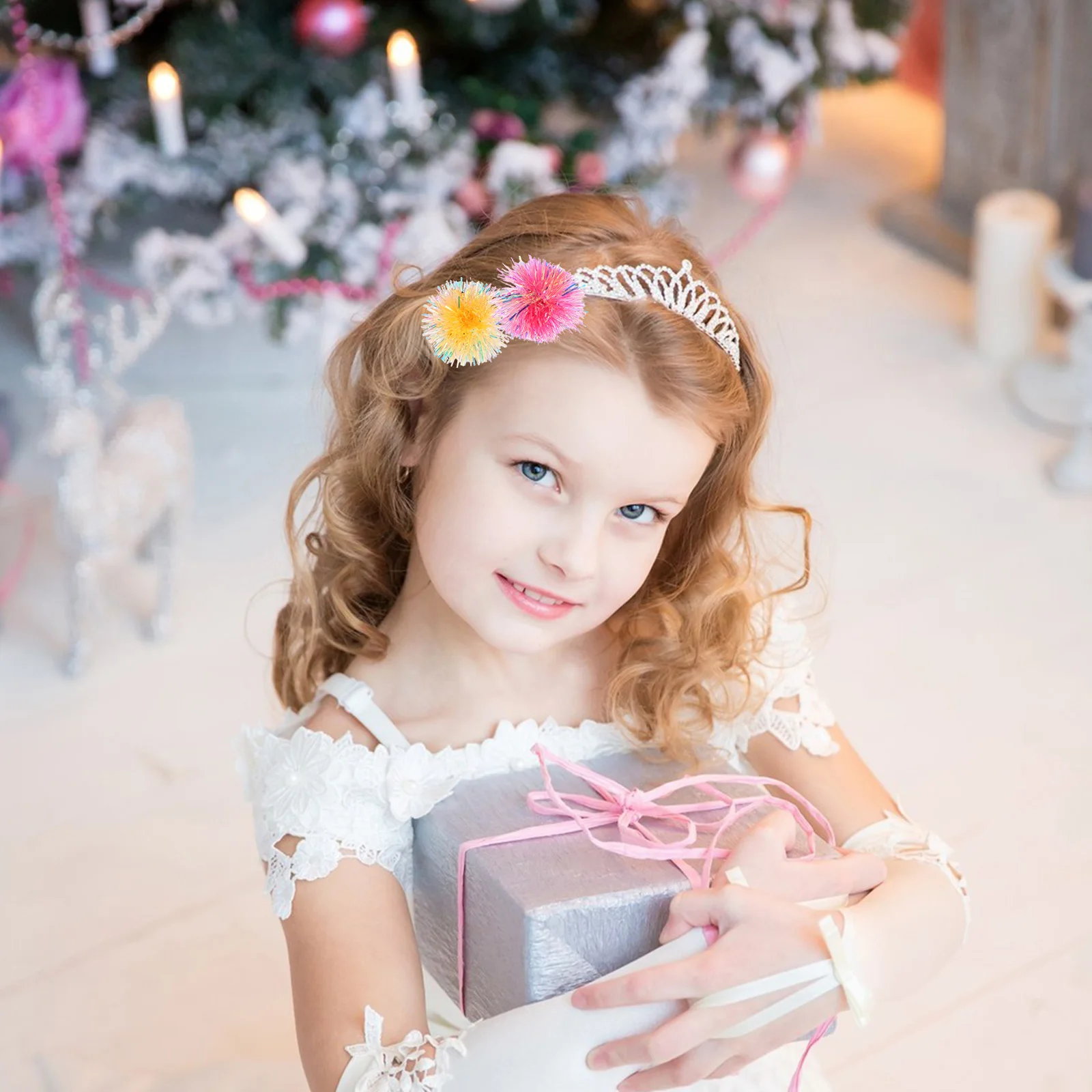 

Glitter Tinsel Ball Hair Clips Alligator Barrettes Foil Strips Shiny Metallic Pom Party Birthday Christmas Accessories