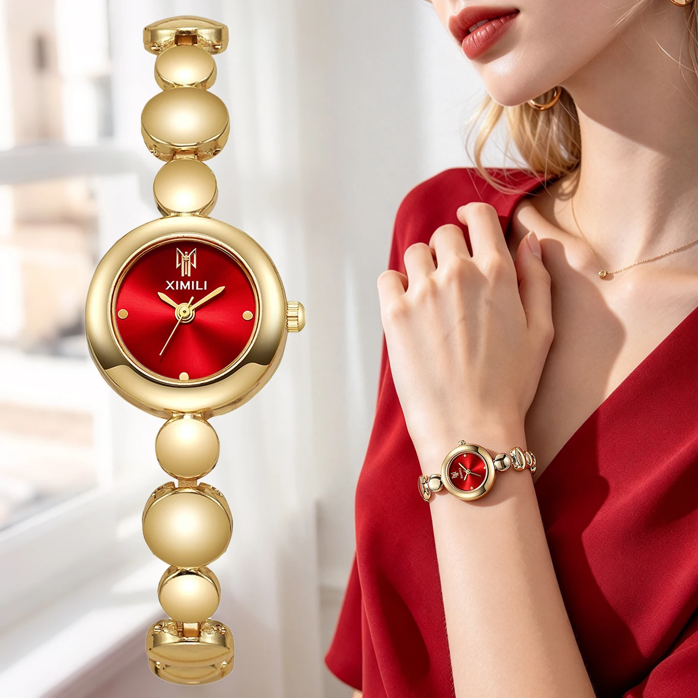 Temperament Luxury Causal Minimalist Trend Women Ladies Alloy Bracelet Quartz Watch Anniversary Gift