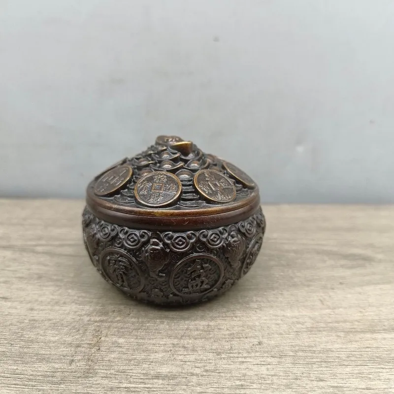 Antiqued craft incense burner with lid, entranceway decoration, home living room ornament