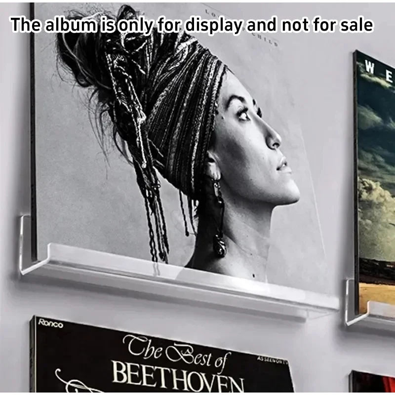 4/6 Pcs Wall Mounted Display Shelf Record Display Stand 4/7/15 Inch No‑Drill Floating Rack CD Album Storage Rack Home Decoration
