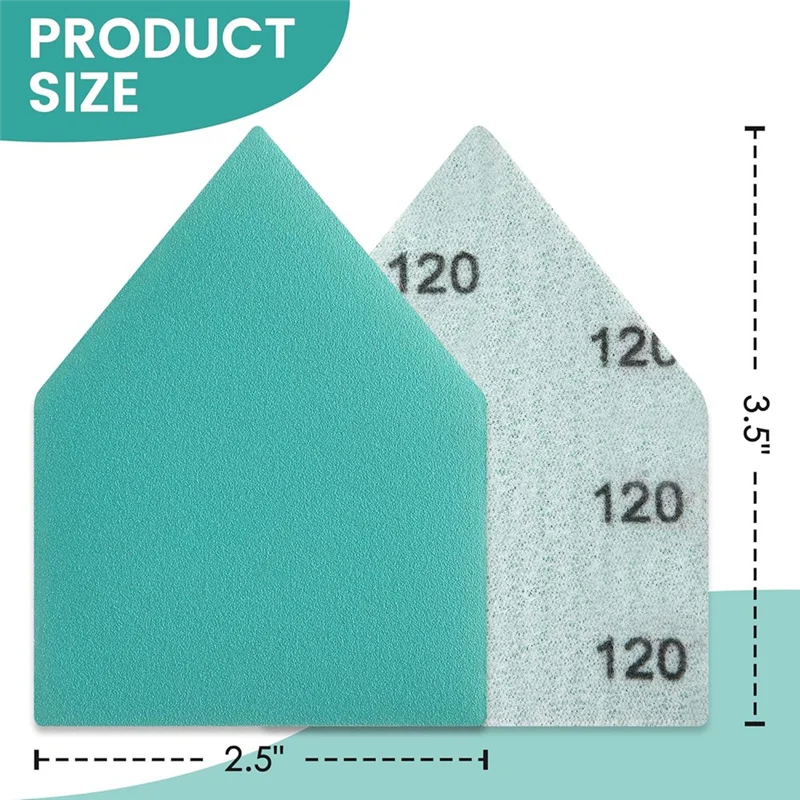 FYBL-تفاصيل 50 قطعة من أوراق الصنفرة المثلثة 80، 120، 150، 180، 240 حبيبة (10 لكل حصى) لـ M12-Sanders