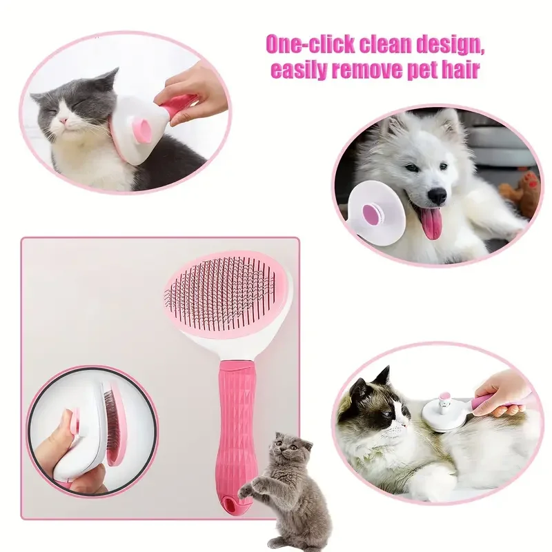 8pcs Cat Grooming Kit With Self-Cleaning Slicker Brush, Nail Clippers, Comb & Dental Care -  Cat Brush For Shedding And Grooming