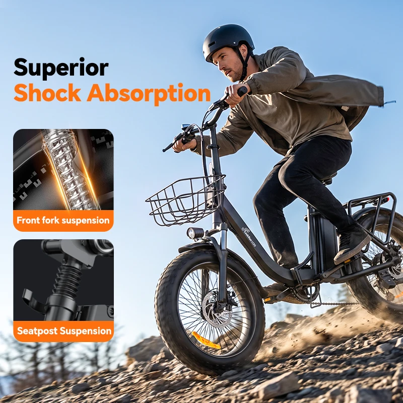 Bicicleta eléctrica para adultos Lookrun U20, 36 V, 15,6 Ah, con neumáticos anchos de 20 x 3 pulgadas, cuadro de aleación de aluminio, 7 modos de asistencia, autonomía de 55 a 70 km, motor sin escobillas, batería de litio, frenos de disco, ideal para uso diario en la ciudad, en terrenos irregulares y para actividades al aire libre. Envío gratuito.