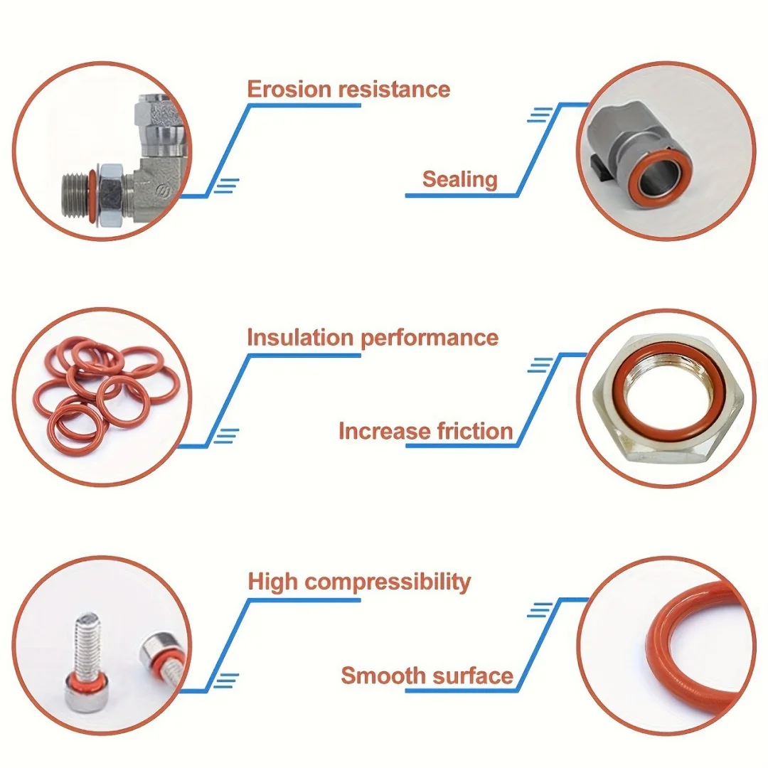 351pcs Silicone O-ring Set, 10 Sizes Oil Heat Resistant For Cars Pipelines Circular Rubber Sealing Ring Gasket Pad
