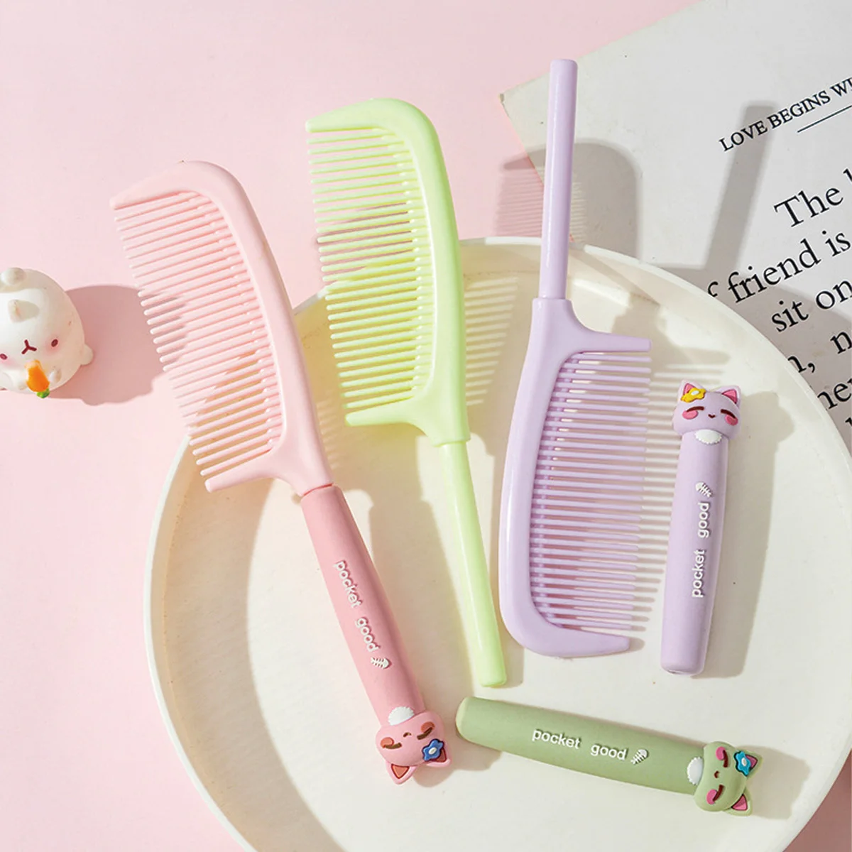 Cute Cartoon Cat Head Hair Comb, Student Hair Styling Comb, Straight Hair Comb, Women'S Grooming Tool