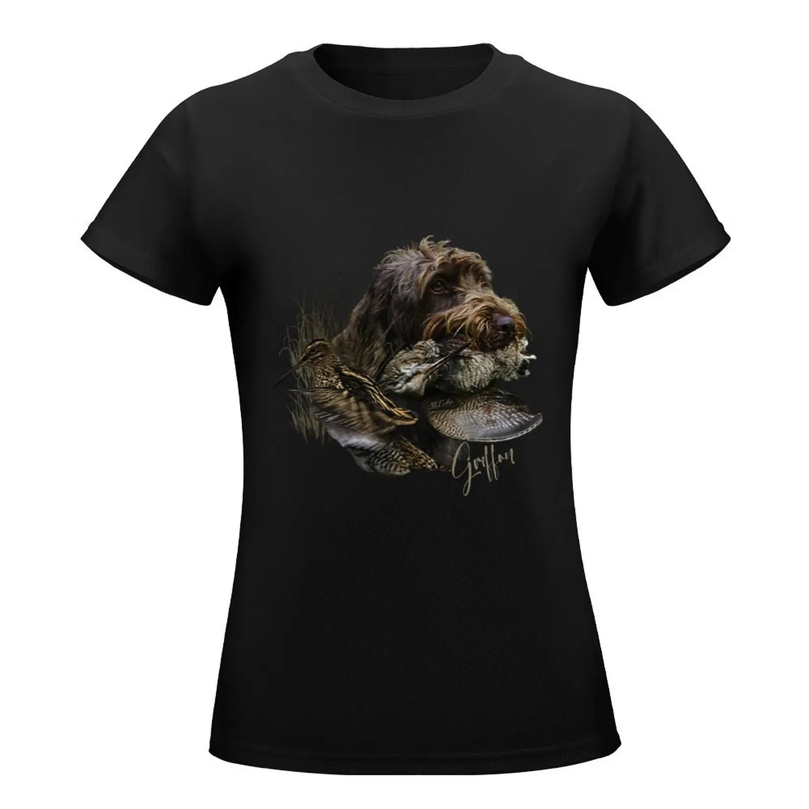 Wirehaired Pointing Griffon , Woodcock hunting T-Shirt cute tops summer top cute clothes Women t-shirts