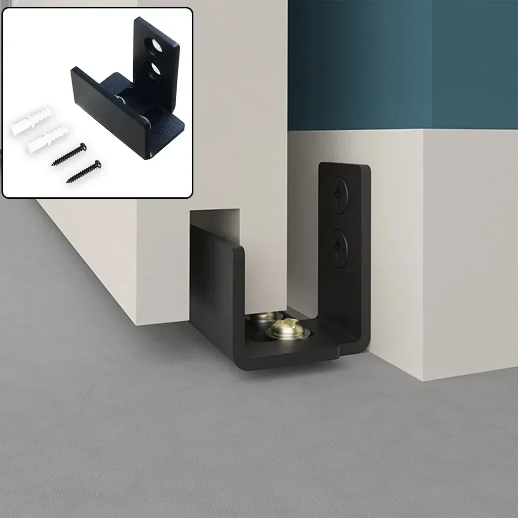 

For Bottom Sliding Door Barn Door Floor Guide 1 Set Adjustable Black Hardware Kit Sliding Wardrobe Doors Tracks