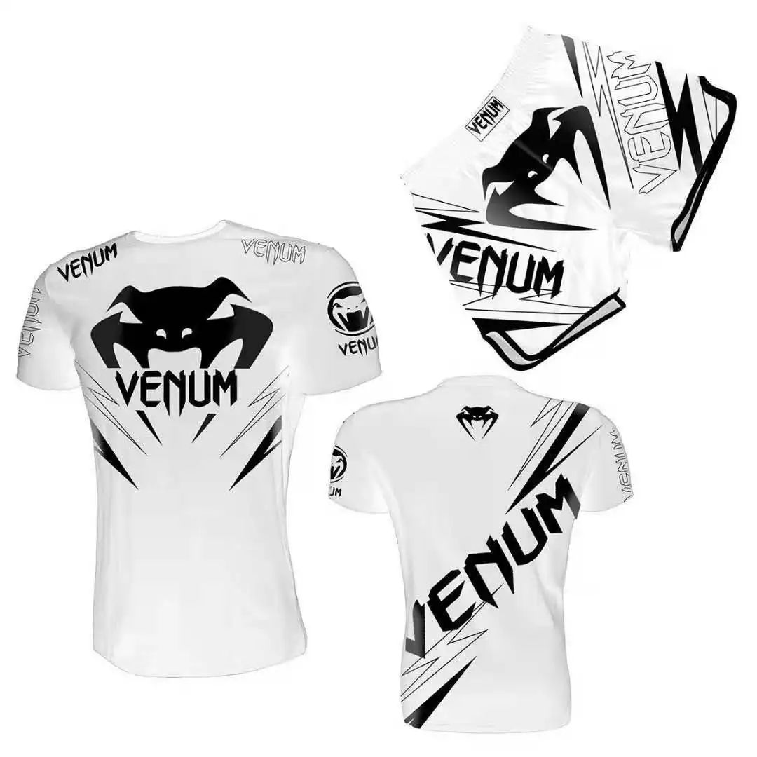 Men's Boxing Tight T-shirts Summer Sports Quick Dry Ice Sensation Tight-fitting Gym Boxing Match T-shirt