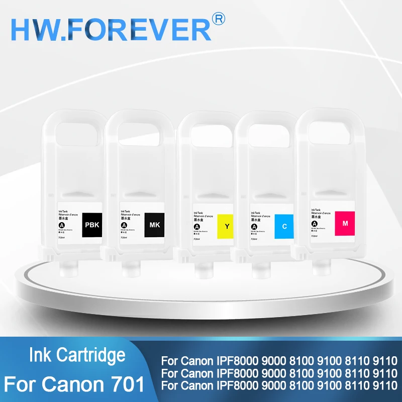 

PFI 701 PFI-701 Многоразовый картридж с чипом для Canon iPF 8000 9000 8010s 9010s 8000s 9000s 8100 9100 Чернильный бак для принтера