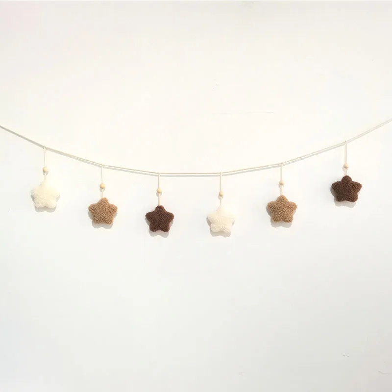 Plush Moon Star Flower Banner Flag Hanging Decoration Baby Kids Room Ornaments Fluffy Garlands String Nursery Decor Photo Props