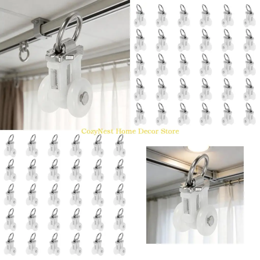 92MF 30 Pack Rustproof Stainless Steel and Plastic Curtain Rails for Any Window Size