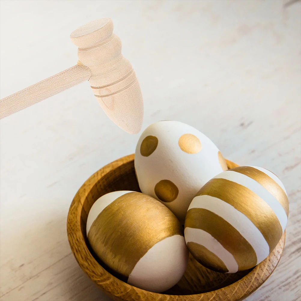 

16pcs Mini Wooden Hammer Toy Small Mallet Beige Hammers for Kids Golden Eggs Hammering Tools Cracking Child Safe Smooth Surface