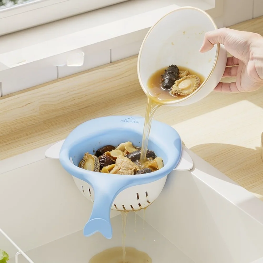 1 Piece Whale Shape Sink Strainer Basket Magnetic Kitchen Food Residue Filter Basket One‑Touch Dump Drain Basket