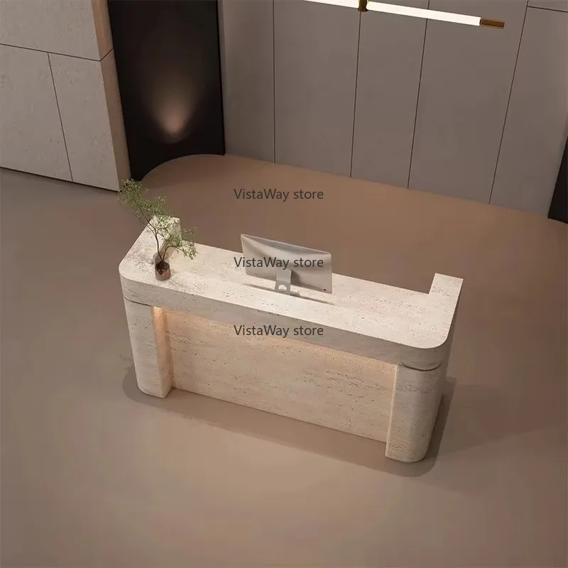 Led Cashier Modern Simple Women'S Clothing Store Stone Pattern Small Bar Reception Desk