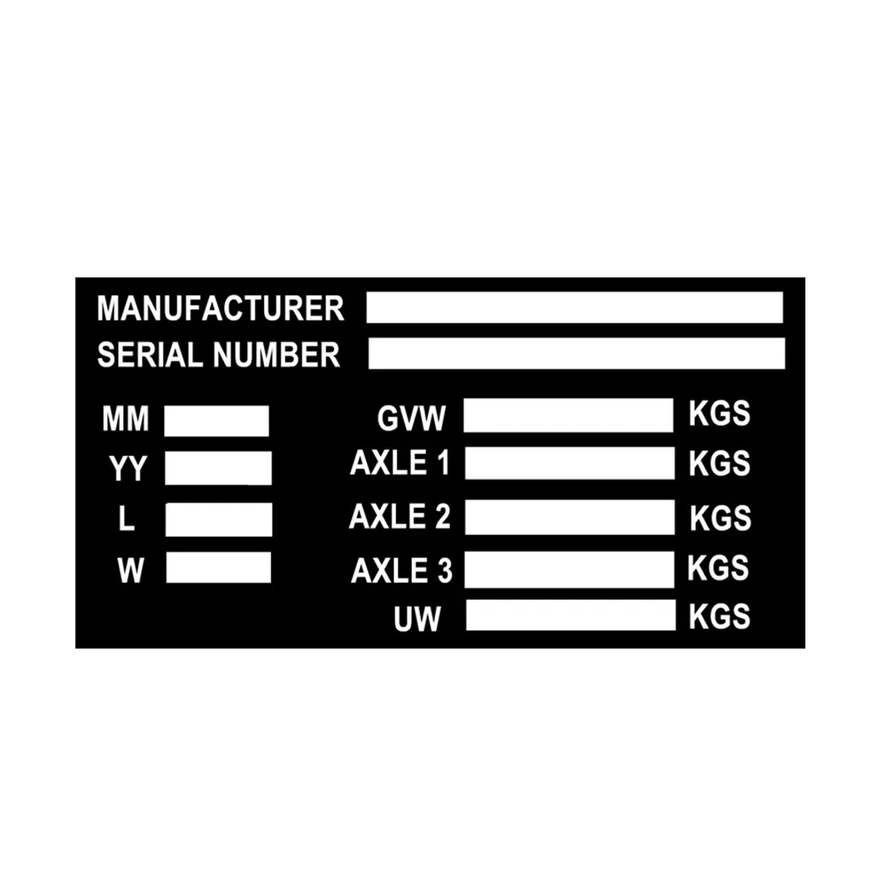 TRAILER WEIGHT PLATES PLANT FLATBED MIN-DIGGER ALL-BLANK-VIN-CHASSIS-PLATES