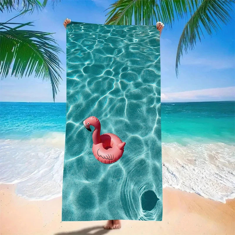 Flamingo floating circle swimming pool beach towel summer cool blue water ripple beach towel essential for beach vacation
