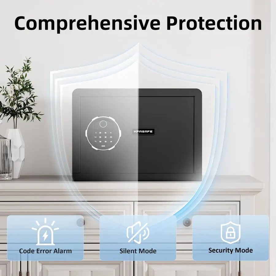 Cofre biométrico, cofre com impressão digital de 0,8 cuft com bolsa à prova de fogo, pequena caja Fuerte com teclado digital, 9,813,89,8 polegadas Exteri