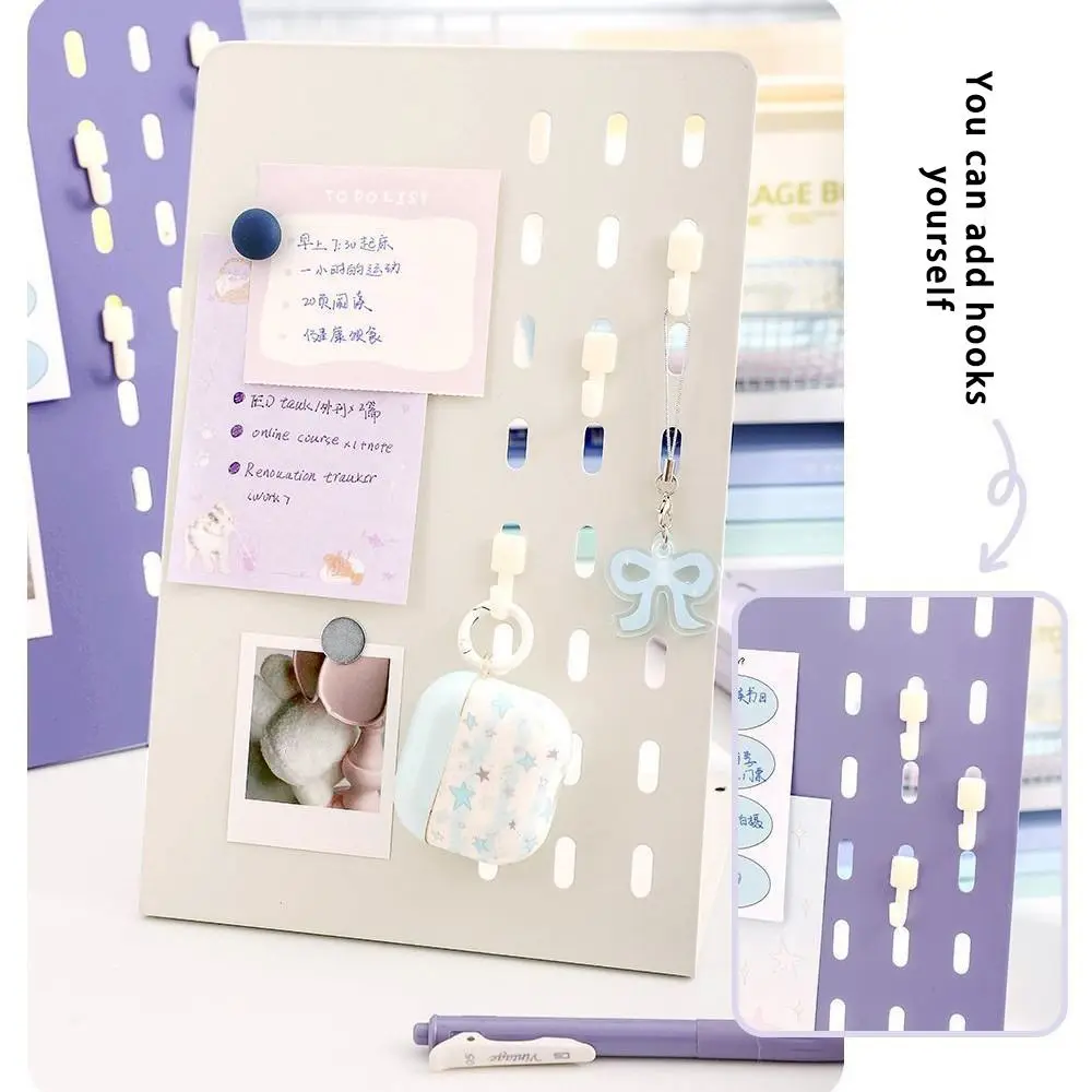 Metal Desktop Message Board Vertical with Pegboard Magnetic Display Board Badge Notes Storage DIY Design Desktop Storage Rack